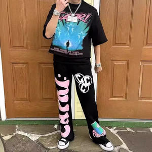 กางเกงวอร์มผู้ชายทรงวินเทจเอวกลางผ้าโพลีเอสเตอร์/คอตตอนคุณภาพสูงแบบดิสเทรส - Product Image 5