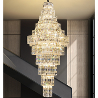 Lustre en cristal personnalisé PM pour villa, décoration de duplex, escalier, salon, hall, lampe suspendue en cristal ajouré luxueuse