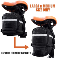 Sac de selle personnalisé avec fermeture éclair, en polyester écologique/durable, décontracté et moderne, avec logo personnalisé, tailles S/M/L