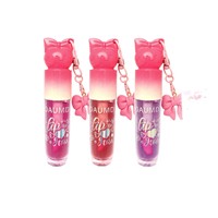 OAUMD Gloss à lèvres dégradé 3 couleurs avec breloque nœud, hydratant, effet brillant cerise, non collant, 3 teintes avec boîte de présentation