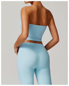 Camiseta de tubo personalizada para mujer, sujetador sin tirantes, Tops recortados, chaleco deportivo sin espalda para mujer, sin mangas, <span class=keywords><strong>Bandeau</strong></span>, Tops acolchados sólidos - Product Image 4