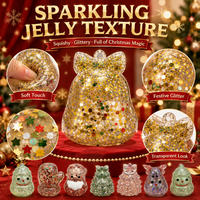 Boîte mystère de Noël : Jouet Squishy sensoriel doux et moelleux, rempli de paillettes, anti-stress, cadeau de Père Noël secret, idéal pour le bonhomme de neige de Noël