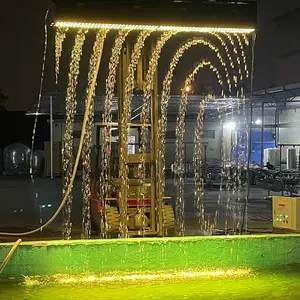 Fenlin Garden Fengshui Hotel Lobby Automatic Water Flowing Waterfall Fountain Stainless Steel Digital Water Curtain