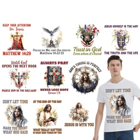 Vente en gros DIY Lettre de Dieu religieux Transferts presse à chaud Étiquettes DTF sur film plastique PET pour vêtements Conception de prières anglaises