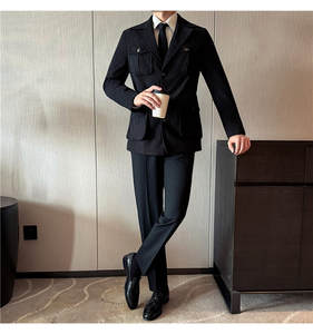 Abrigo Steampunk de Pana para <span class=keywords><strong>Hombre</strong></span>, de Longitud Media, Tejido Grueso, Elegante y Moderno, con Cuatro Bolsillos, para Caza y Negocios - Product Image 4