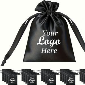 Sac de rangement en satin de soie avec cordon de serrage pour perruques, sac d'emballage personnalisé de luxe en satin de soie pour cadeaux capillaires, vente en gros - Product Image 6