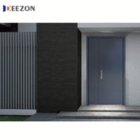 Nuevo diseño de puerta única de hierro residencial de seguridad puerta delantera Casa de vidrio templado precios de puerta forjada de hierro