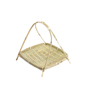 Panier de rangement rond en bambou fait à la main à trois étages pour le salon - Étagère multifonctionnelle pour fruits, gâteaux, collations et rafraîchissements - Product Image 1