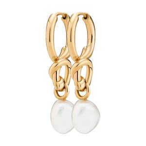 Gemnel 2024 New Arrival Fashion 18K Reasonable Price High Quality <strong>Birds</strong> <strong>Nest</strong> Knot Freshwater Pearl Hoop Earrings - Product Image 1