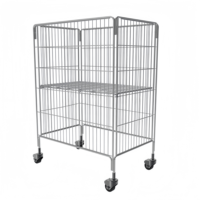 Chariot de rangement mobile multi-niveaux ALWORLD CH07102 en acier galvanisé robuste avec cage en fil métallique, capacité personnalisée de 0,19 m³