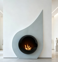 Poêle à granulés de bois élégant et original, autoportant, au design artistique courbé, pour chauffage au feu de bois véritable, décoration contemporaine