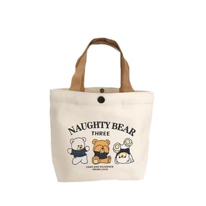 Three Bears <b>Canvas</b> <b>Tote</b> Bag 7 Inch Portable Shopping Bag Women's Minimalist Style - Product Image 5