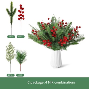 Branches artificielles <span class=keywords><strong>de</strong></span> pin <span class=keywords><strong>de</strong></span> Norfolk vert givré 10 tiges <span class=keywords><strong>de</strong></span> baies en plastique pour guirlande <span class=keywords><strong>de</strong></span> <span class=keywords><strong>Noël</strong></span>, 20 pièces - Product Image 4