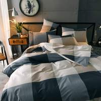 Ensembles de literie de luxe en microfibre à rayures géométriques, en coton doux, gris, Beige, Plaid, avec fermeture éclair, 3 pièces