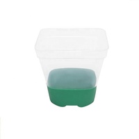 Pot à fleurs carré en plastique de 3 pouces, transparent, pour semis, réutilisable, respirant, avec fond en silicone