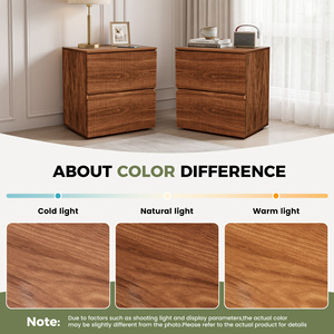 Wooden Bedside <b>Table</b> with Fluted Panel Front 2 Drawer <b>Storage</b> Nightstand Minimalist <b>Storage</b> Cabinet for Bedroom Sofa <b>Side</b> - Product Image 5