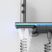 Ensemble de robinetterie de douche thermostatique monocommande en acier inoxydable cuivre gris anthracite avec barre coulissante et affichage numérique pour salle de bain, vente en gros