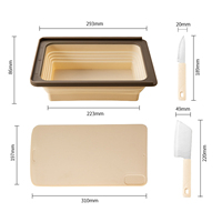 Panier de lavage multifonctionnel pliable pour légumes avec égouttoir, planche à découper et couteaux