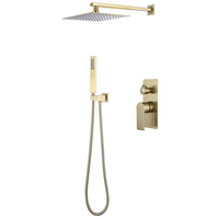 Ensemble de douche thermostatique mural encastré de luxe en laiton chromé poli avec mitigeur de douche à effet pluie et fonction pistolet
