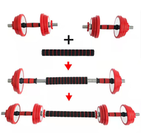 Ensemble d'haltères réglables en acier pour hommes, équipement de fitness, ensemble de barres d'entraînement pour les bras de 50 kg avec poids de 15 kg et 25 kg