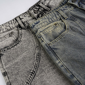 <span class=keywords><strong>Jeans</strong></span> larghi a gamba larga da uomo stile americano piega retrò finta tasca insieme più bottoni <span class=keywords><strong>Jeans</strong></span> da <span class=keywords><strong>donna</strong></span> larghi - Product Image 4
