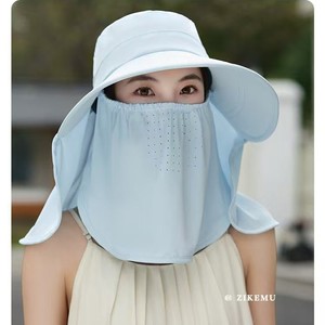 หมวกกันแดดผ้าไหมน้ำแข็งพร้อมผ้าคลุมหน้า ป้องกันรังสียูวี ระบายอากาศได้ดี สำหรับผู้หญิง ใช้ได้ทั้งฤดูร้อนและฤดูใบไม้ผลิ สำหรับกิจกรรมกลางแจ้ง - Product Image 1