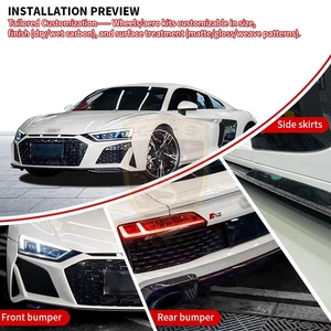 Kit de carrosserie en matériau PP de Style OEM Offre Spéciale ancien à nouveau pour Kit de carrosserie <span class=keywords><strong>Audi</strong></span> <span class=keywords><strong>R8</strong></span> 2016-2021 Grilles de pare-chocs avant Pare-chocs arrière Assemblage - Product Image 4