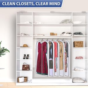 Housse de robe réutilisable anti-<span class=keywords><strong>mites</strong></span> pour robes sac de vêtement suspendu sacs de costume pour le stockage de placard sacs de vêtement transparents durables - Product Image 6