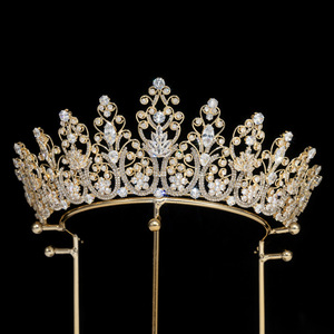 Pretty Queen Diamond Crown y Tiaras con Cubic Zirconia Cobre Boda Cumpleaños Princesa <span class=keywords><strong>Coronas</strong></span> - Product Image 2