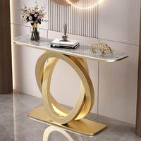 Table console ronde moderne de style italien, légère et luxueuse, avec plateau en pierre, pour l'entrée de la maison