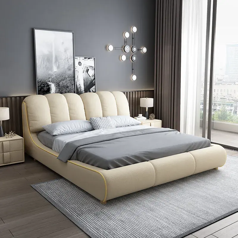 Mobilya kanepe uzun başlık ahşap çift kişilik yatak çin mobilya yatak odası katı ahşap yatak odası mobilyası yatak kral boyutu ile set