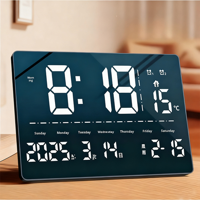 Creative WiFi Digital Clock Silent for Backlight Automatic Time Setting Perpetual Calendar LCD Display Tabletop Living