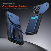 Étui de téléphone avec porte-cartes, design à fenêtre coulissante, coque antichoc en PC pour Redmi Note 15 Pro, Note 15 Pro+, A7 Pro, 15A, pour Poco F8 Ultra