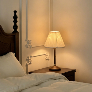 French Retro Table Lamp E27 Led <b>Push</b> <b>Button</b> <b>Switch</b> Eye Caring Bedroom Study Desk Light Decorative Atmosphere Style - Product Image 3