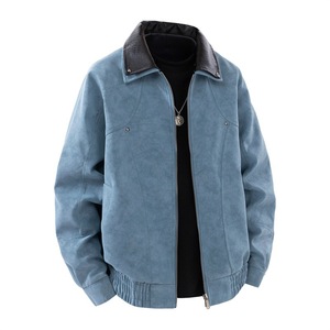 2025 nuevas chaquetas de cuero <span class=keywords><strong>Artificial</strong></span> para hombre, chaqueta de cuero PU Vintage de béisbol de doble soporte para hombre, abrigos - Product Image 3