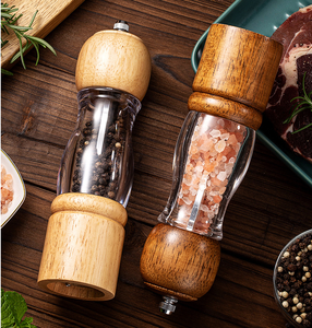 Molinillo de Sal y Pimienta de Madera de Caucho Natural al por Mayor 2026, Molinillo de Cocina de Cerámica Vintage de 8 <span class=keywords><strong>Pulgadas</strong></span> - Product Image 1