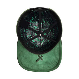 Nuovo Arrivo Cappellino da Baseball a 5 Pannelli con Ricamo 3D a Motivo Foglia d'Ulivo, Fodera Verde in Raso, Visiera in Camoscio e Fodera in Raso, con Spille Metalliche - Product Image 6