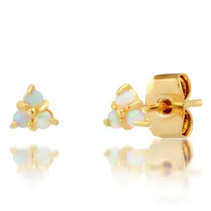 Gemnel fashion classic 925 sterling silver 18k gold trio opal gemstone stud earrings women