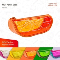 Trousse à crayons transparente en tissu, motif fruits, pour étudiants et enfants, pratique pour la papeterie, production en série