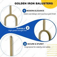Balustrade ovale dorée au design moderne, avec poteaux de 12 mm, pour escalier intérieur/villa, garde-corps en fer forgé et acier pour balcon, garantie 5 ans