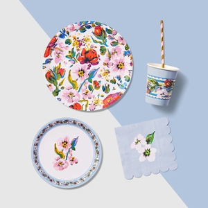 Juego de Vajilla Personalizado con Tema Floral para Fiesta de Té, Platos de Papel Biodegradables, Platos de Papel Ecológicos, Artículos para Fiestas - Product Image 6