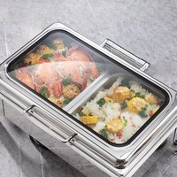 Réchaud de buffet rectangulaire professionnel en acier inoxydable, chauffe-plats électrique multi-tension pour restaurant chinois