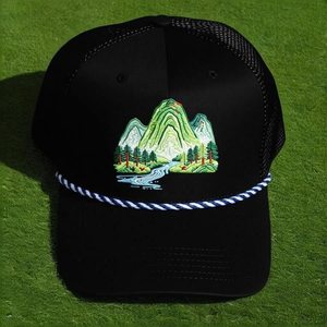 Golf <b>Caps</b> Custom 3D Embroidery Mountain Landscape Logo Solid Color Curved Brim Side Pattern Rope Man Women Wholesale ODM Injae - Product Image 4