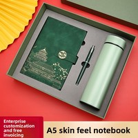 Bloc de Notas con Cubierta de Cuero Sintético Estilo Chino A5, Papel Dowling, Caja de Regalo de Lujo, Logotipo Personalizable, Regalo Empresarial Retro-Chic