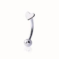 Xinfocus Anneau de Sourcil Cœur en Acier Inoxydable, Barbell Courbé pour Piercing Rook, Bijou Corporel Tendance pour Femmes et Hommes