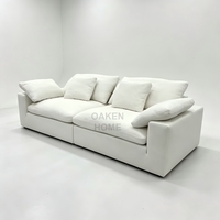 OAKEN Modernes Komplettes Wohnmöbel-Set Stoffsofa Sessel Holz-Esstisch Stuhl Wohn- & Esszimmer-Garnitur