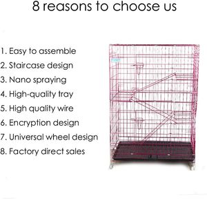 Supergroot rechthoekig kattenappartement, vier verdiepingen tellende dierenhotel, hoogwaardig stevig opvouwbaar draadkattenhok, meerdere niveaus voor springen - Product Image 6