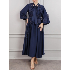 Nouvelle Robe Longue Premium d'Été pour Femme à Manches Longues, Motif Floral, Dentelle et Volants, Design Tendance - Product Image 3