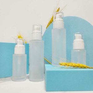 Luxury Frosted clear Glass Skincare Packaging 30ml 40ml 50ml 60ml 80ml Cosmetics <b>Containers</b> Glass Lotion Bottle With Droppe Pump - Product Image 5