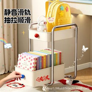 Estante de almacenamiento portátil de varias capas con ruedas para escritorio de estudio y organización de libros en el dormitorio, tipo rectangular, para oficina - Product Image 5